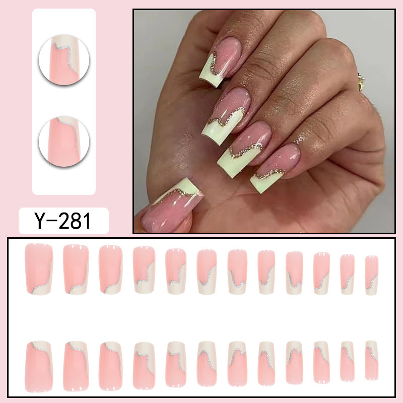 Y6 Ins Trendy Fall Nails: Almond Flashy Nail Tips