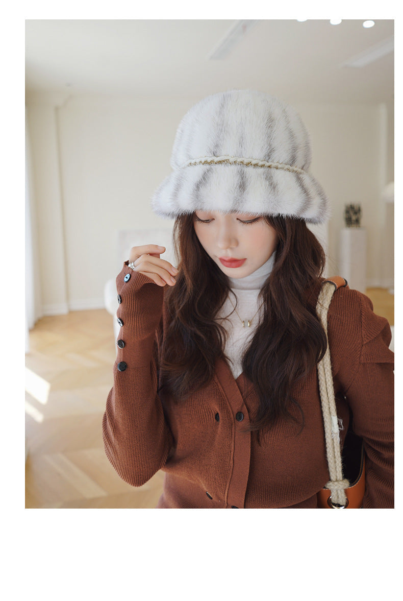 Warm Mink Fur Winter Bucket Hat - Stylish & Versatile