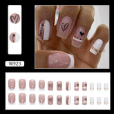 White Glitter French Heart Nail Stickers