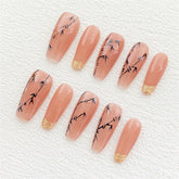 Chic Handmade Chinese Bamboo Fall Nails, Trendy and Versatile Student-Friendly Nail Patches