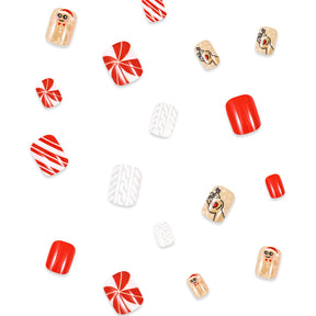 Reindeer Stripe Christmas Nail Tips