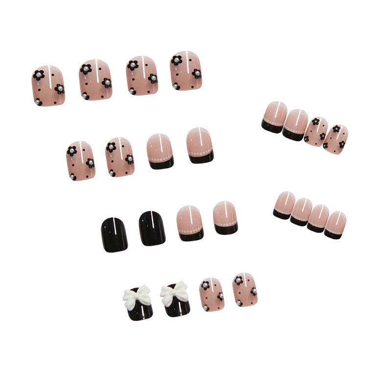 Removable Nail Decals with Bow, Pearls, Floral French