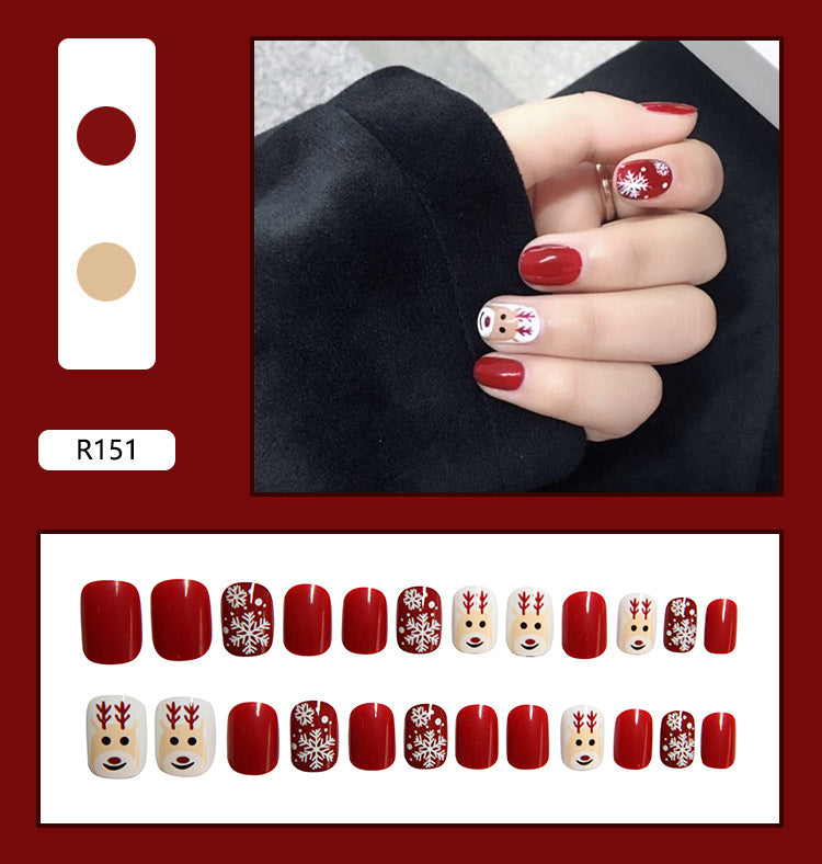 Red Christmas Fall Nails - Pre-Made Wearable Nail Tips (24PCS)