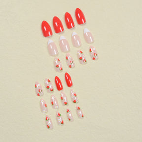 Strawberry French Tip Nails, White and Stylish