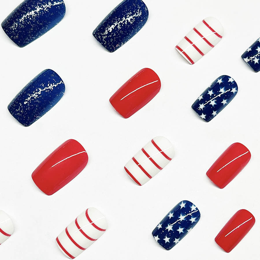 Classic Sweet Cool Mixed Color Flag Nails