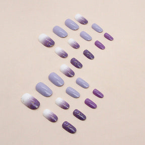 Oval Shape Sweet Lilac Pearl Gradient Nails, French Style