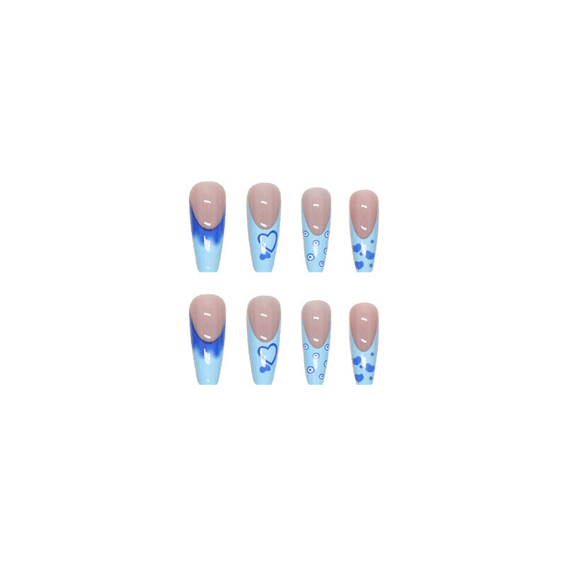 Long Blue Press-On Nails for Durable Wear