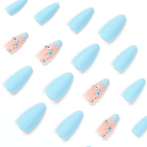 Removable Matte Blue Gradient Nail Tips