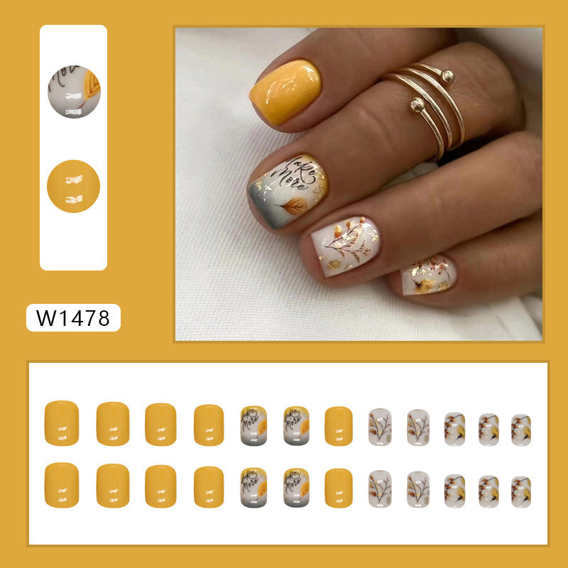 Aurora Flash Leopard Print Fall Nails 24 Pieces