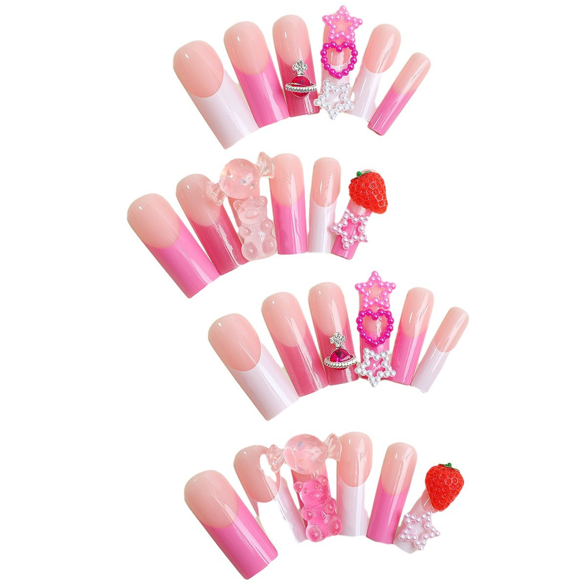 Candy-Sweet Bear Gummies Star Strawberry Heart Nail Tips