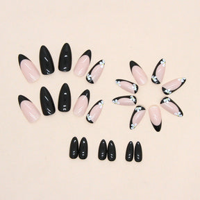 Sweet & Cool Pure Black Nail Polish - Cute Flower Design, Ins