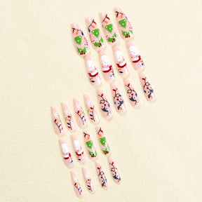 Cute Santa and Reindeer Christmas False Nails