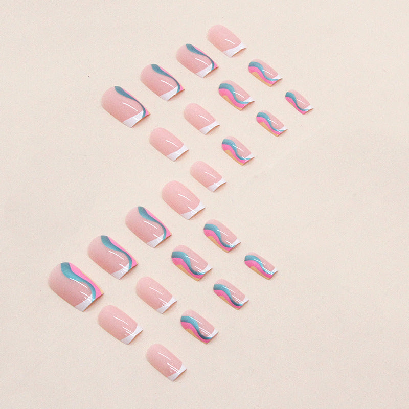 Aurora Wave Mid-Length French Nail Stickers