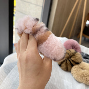 Real Rabbit Fur Hair Tie Winter Fashion Accessory