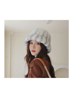 Warm Mink Fur Winter Bucket Hat - Stylish & Versatile