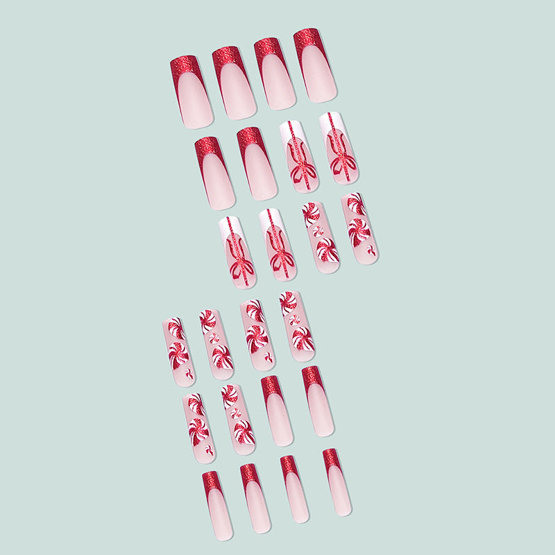 Christmas Red French Windmill Bow Nail Stickers