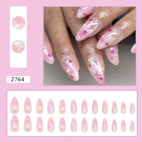 Pink Purple Ombre Hollow Star Moon Almond Nails, Ins Style