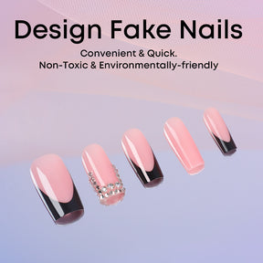 Trendy French Tip Handmade Luxury Diamond Nails