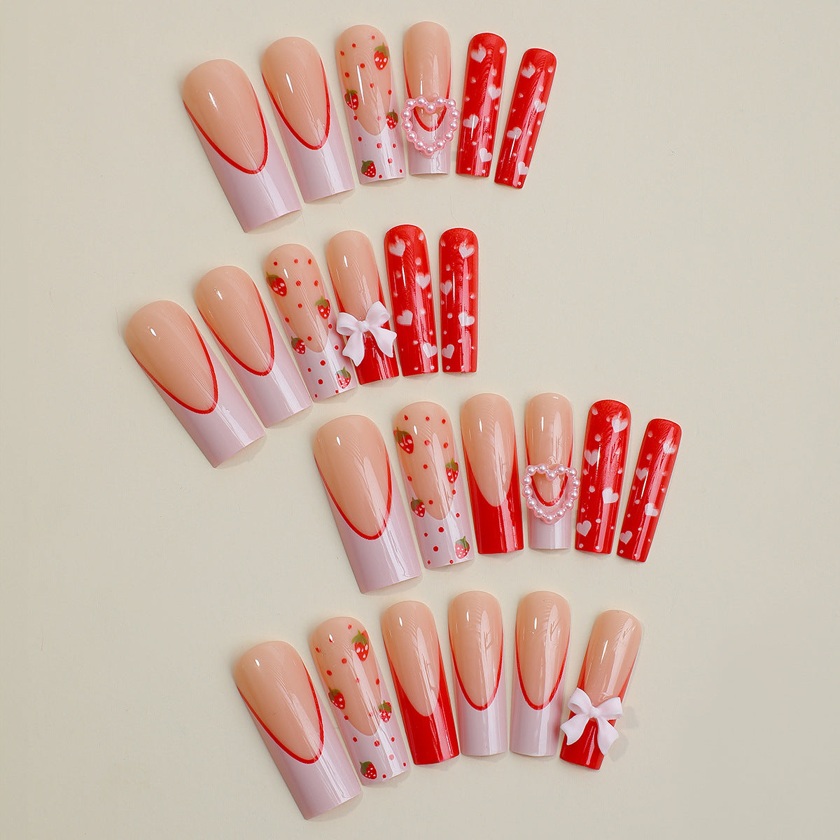 Strawberry Art Sweet Chic Ins-Style French Nails