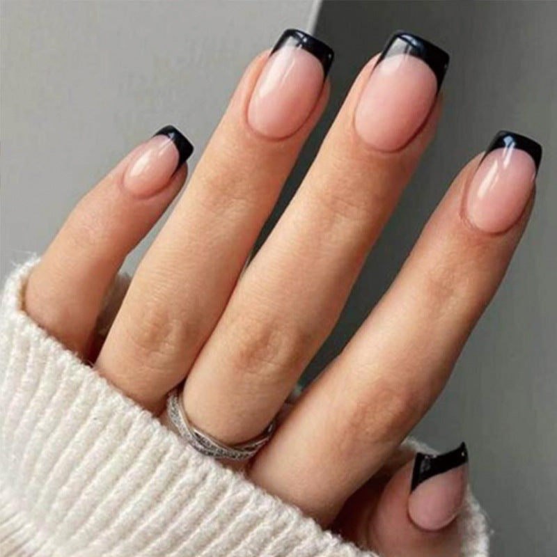 Black Edge French Nail Wraps for Fall Nails