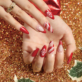 Christmas Press-On Fall Nails Set with Nail Tips