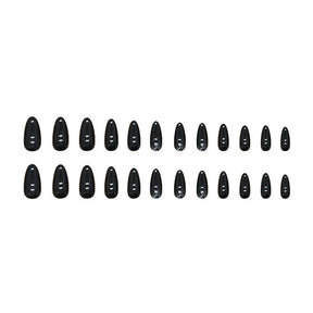 24-Piece Black & Silver Almond Nails - Ins Style,