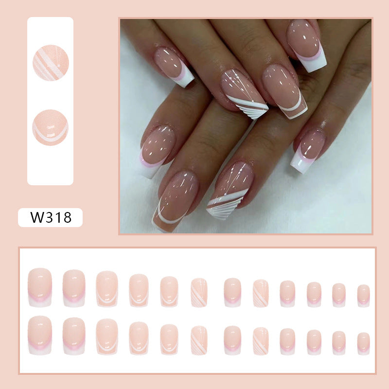 Sweet Nude Nails Simple Elegant Medium Long Euro Square Fake Nails Ins Style Wearable