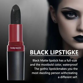 Waterproof Long-Lasting Black Matte Lipstick for Halloween