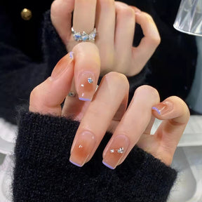 Short Blush Peach French Removable Nail Tips