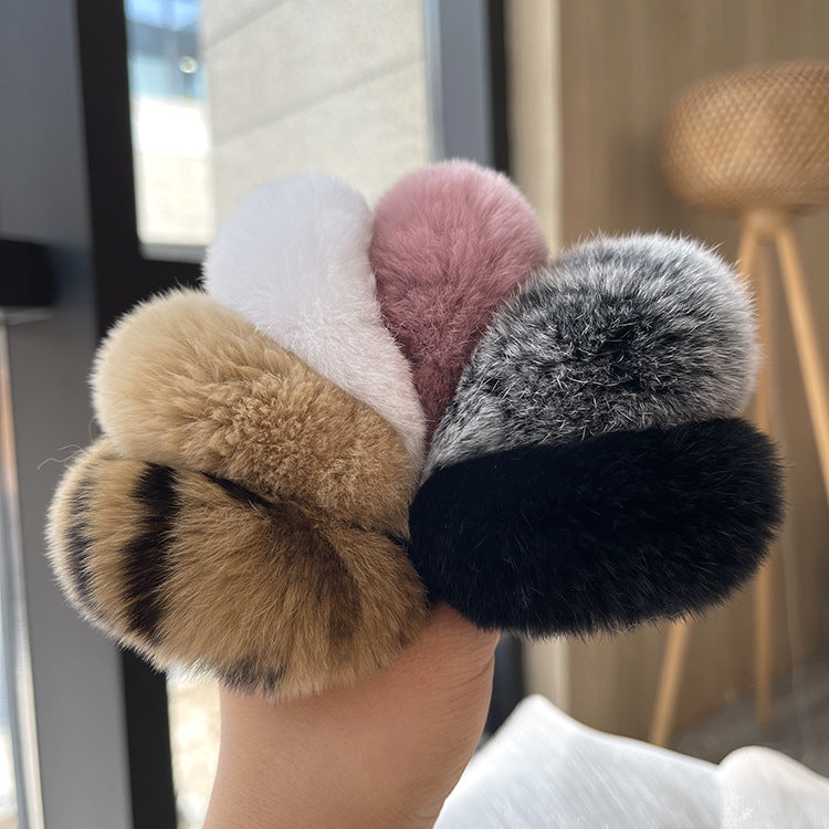 Real Rabbit Fur Hair Tie Winter Fashion Accessory