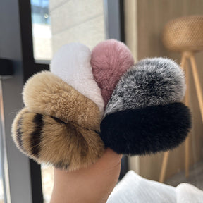 Real Rabbit Fur Hair Tie Winter Fashion Accessory