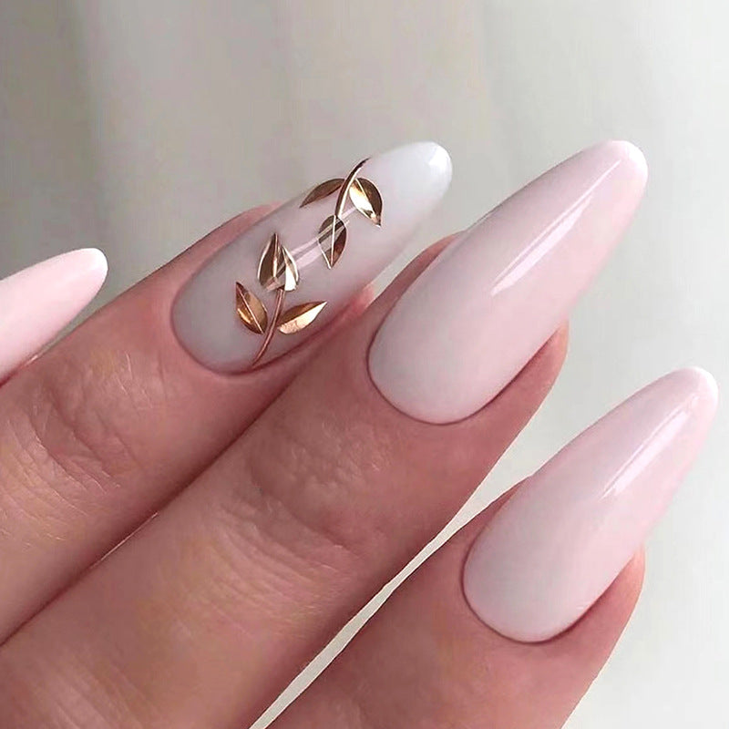 Elegant Gold Foil Leaf Nails - Luxury, Fashionable