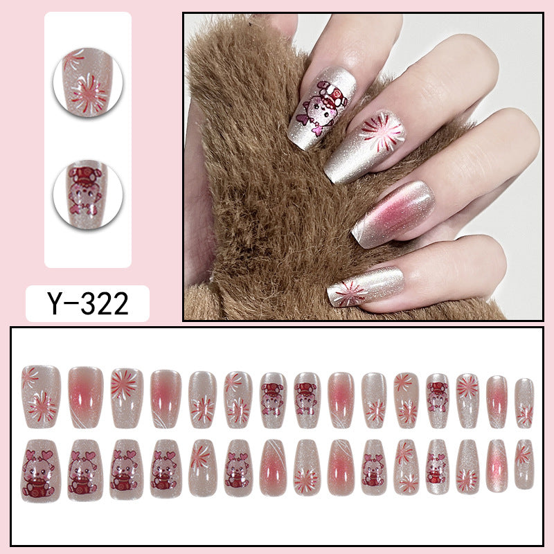 Detachable Dragon Cat Nail Extensions, New Year Cartoon Style