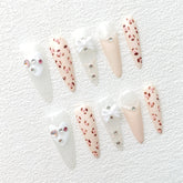 Chic Handmade Butterfly Bow Fall Nails, Love Heart White Enhancing Nail Patches