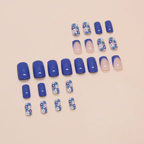 Blue Print Fall Nails: 24-Piece Removable French Nail Wraps