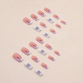 Elegant Light Purple French Nails, Dandelion Design, Square Shape