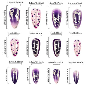 Purple Flower Silver Gradient Nail Tips