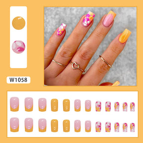 INS Style Sweet Heart Mid-Length Oval Nails, Cute and Chic