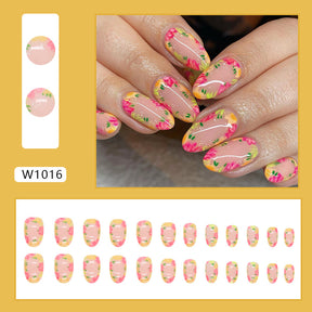 Oval Round Spring Summer Colorful Flower Nails Ins-Style Sweet