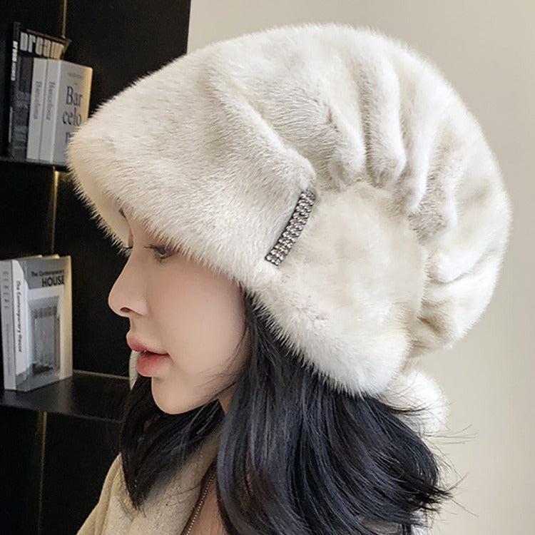 Real Mink Fur Winter Hat with Ear Flaps - Cute & Warm