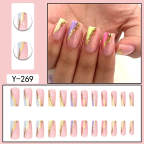 Y6 Ins Trendy Fall Nails: Almond Flashy Nail Tips