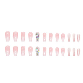 Flashy Studded Gradient Pink Ballet Nails, Sweet Teen Style