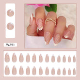 Simple White French Almond Nails with Gold Foil Fragments