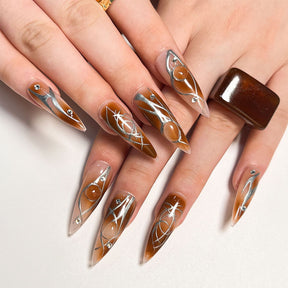 Autumn/Winter Y2K Brown Ombre Wearable Nail Art Tips