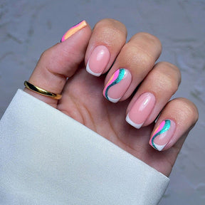 Aurora Wave Mid-Length French Nail Stickers