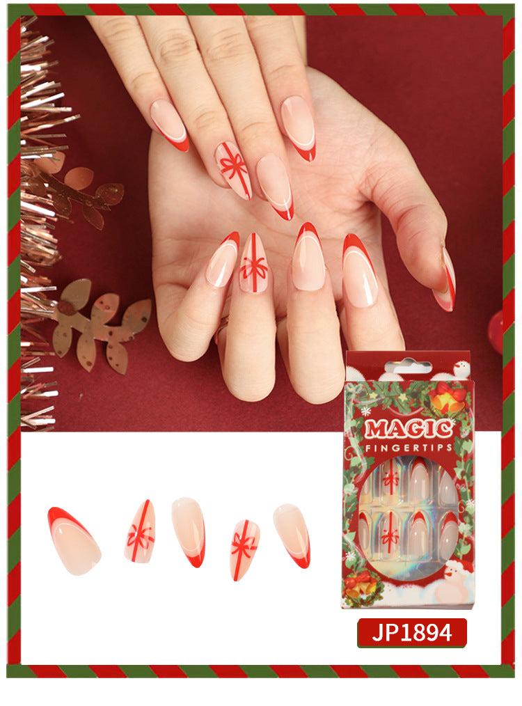 Christmas Press-On Fall Nails Set with Nail Tips