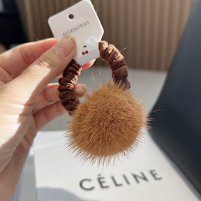 Cute Real Mink Fur Hair Tie Winter Fashion Accessory