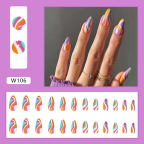 Ballet T-Shape Press-On Fall Nails - European and American Style (24PCS)