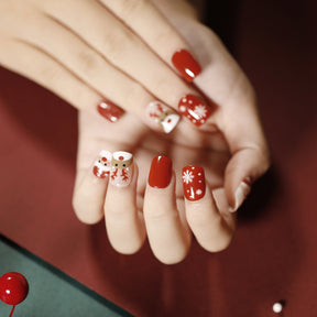 Christmas Nail Wraps, Detachable Flat Nail Extensions