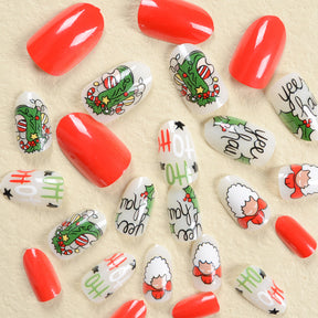 Cute Santa Claus Christmas False Nails